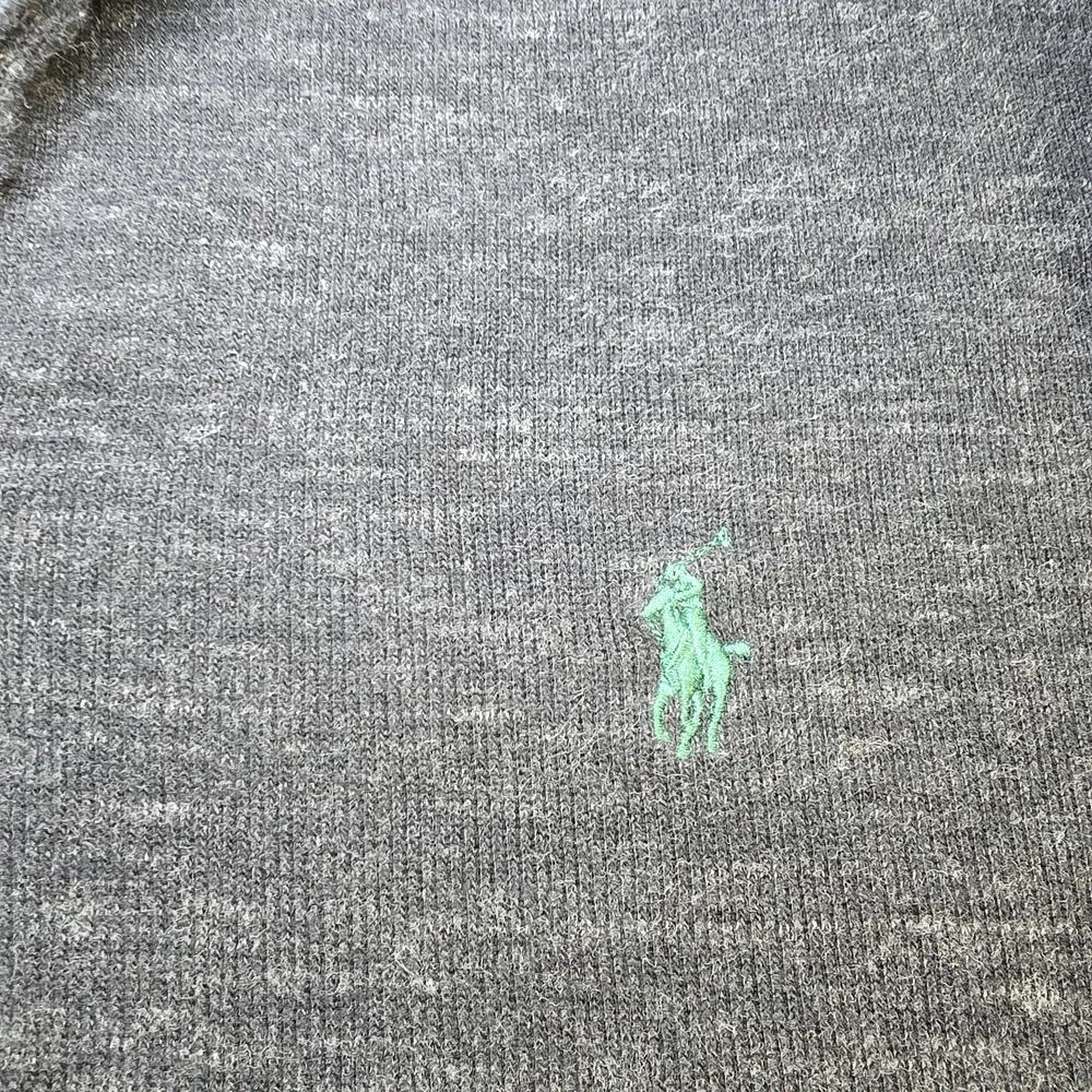 Polo Ralph Lauren Men's Large Estate Rib 1/4 Zip Pullover Grey Green Pony Preppy